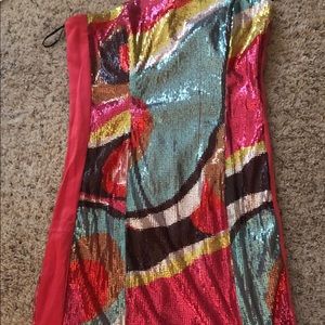 H&M Colorful Sequin SZ 8 Strapless Mini dress